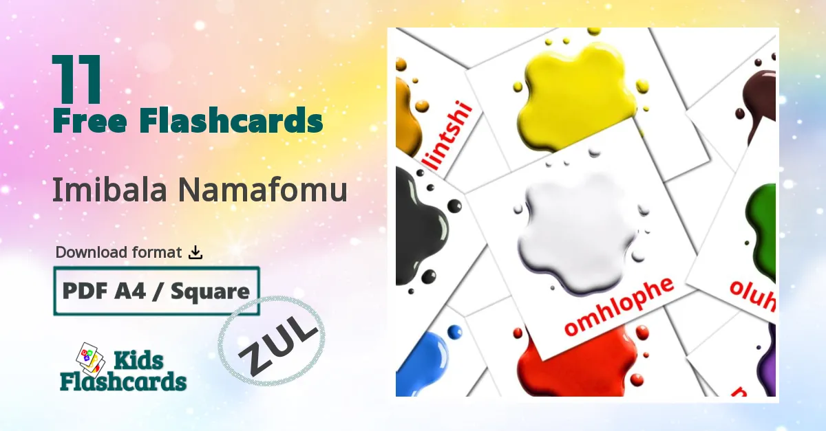 Imibala Namafomu zulu vocabulary flashcards