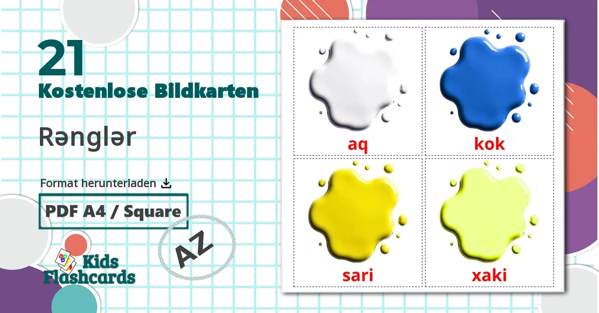 21 Bildkarten für Rənglər