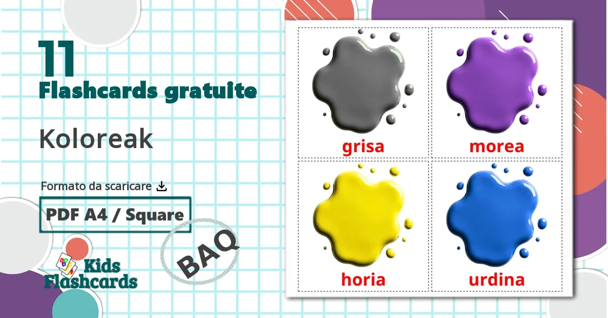 11 flashcards di Colori