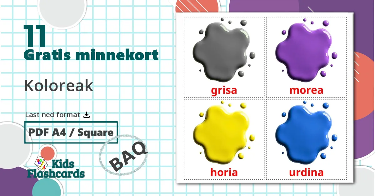 11 Koloreak bildekort