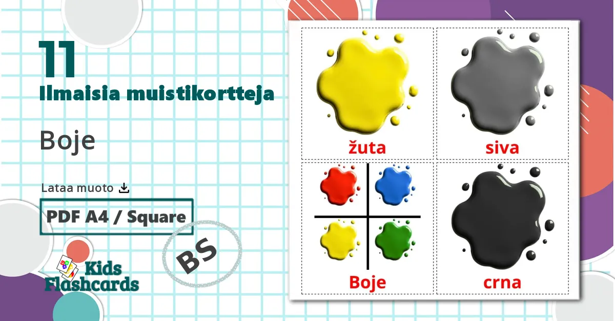 11 Boje lasten kuvakortit