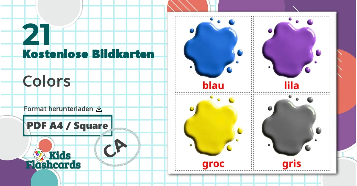 21 Bildkarten für Colors