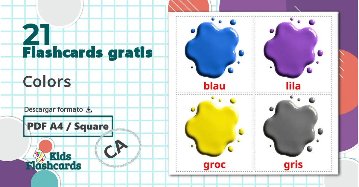 21 tarjetas didacticas de Colors