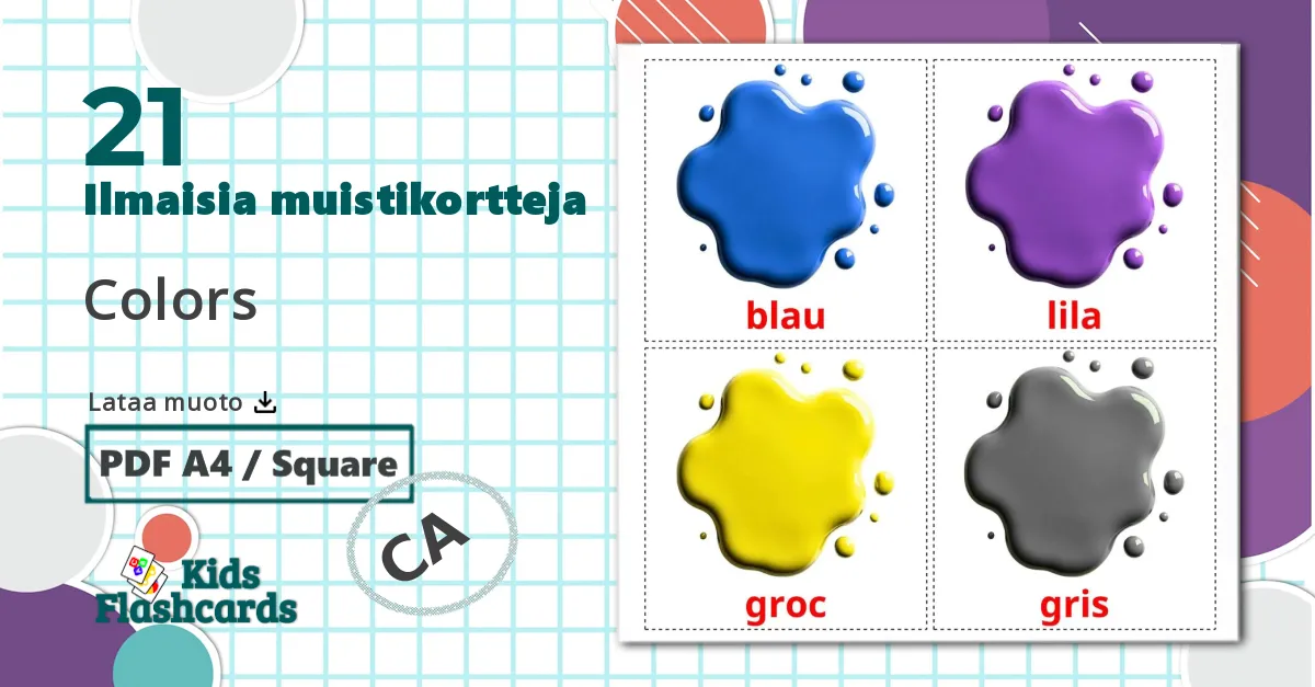 21 Colors lasten kuvakortit