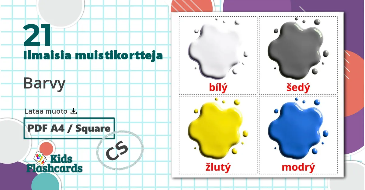 21 Barvy lasten kuvakortit
