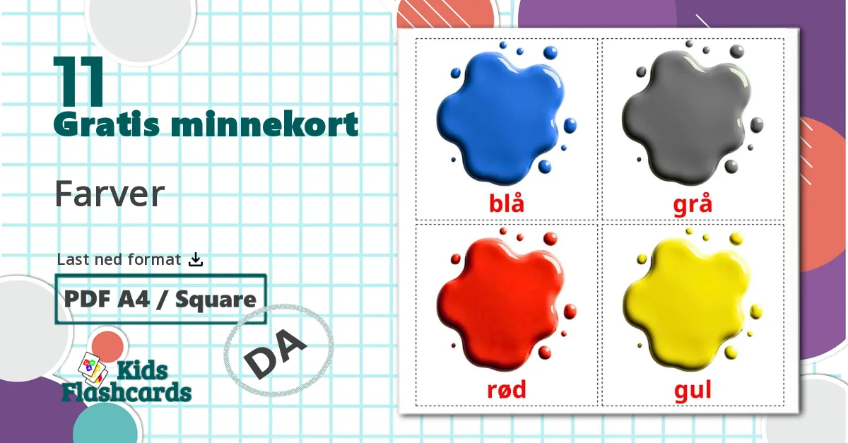 11 Farver bildekort
