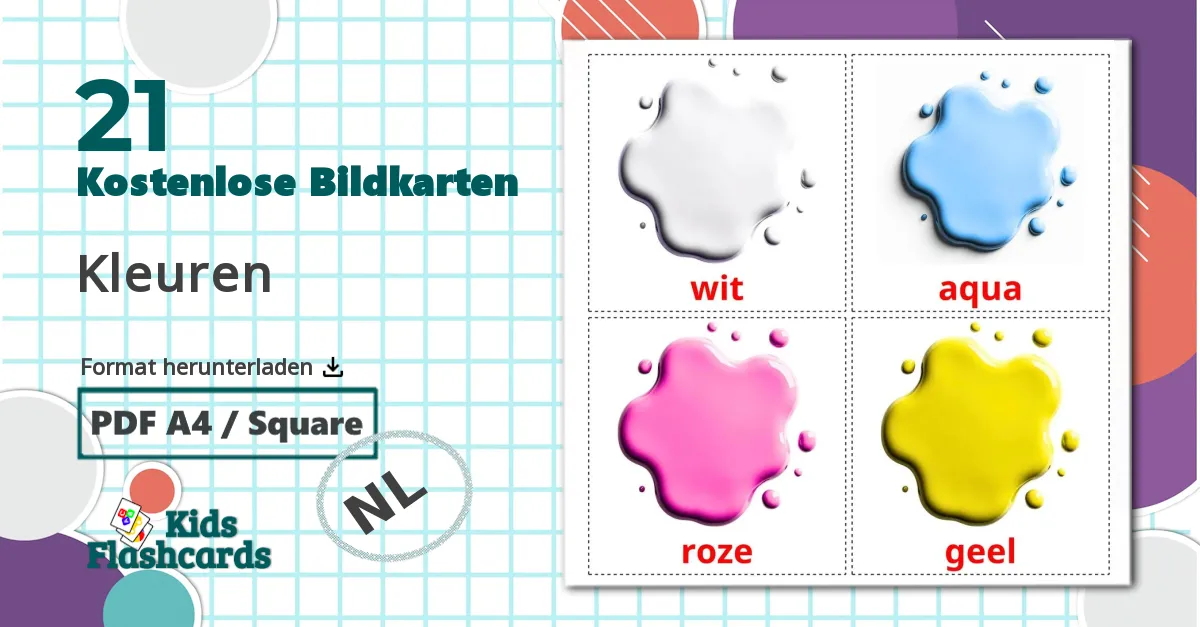 21 Bildkarten für Kleuren