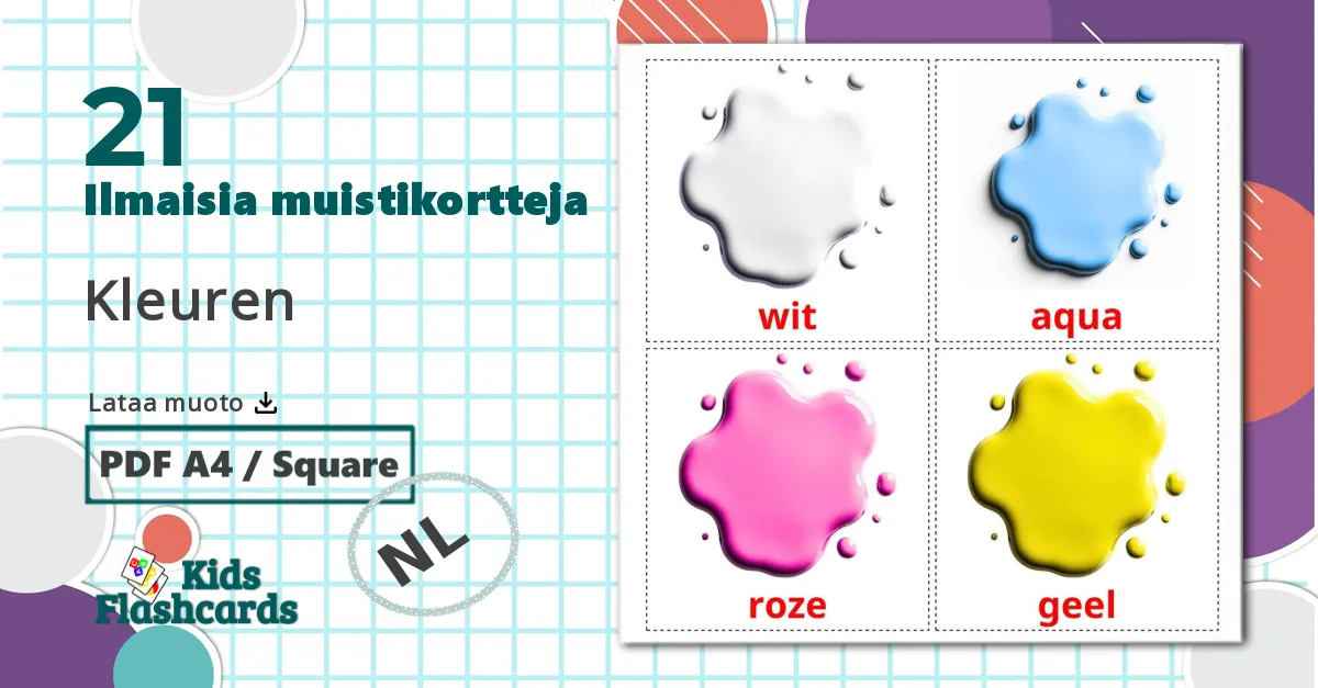 21 Kleuren lasten kuvakortit