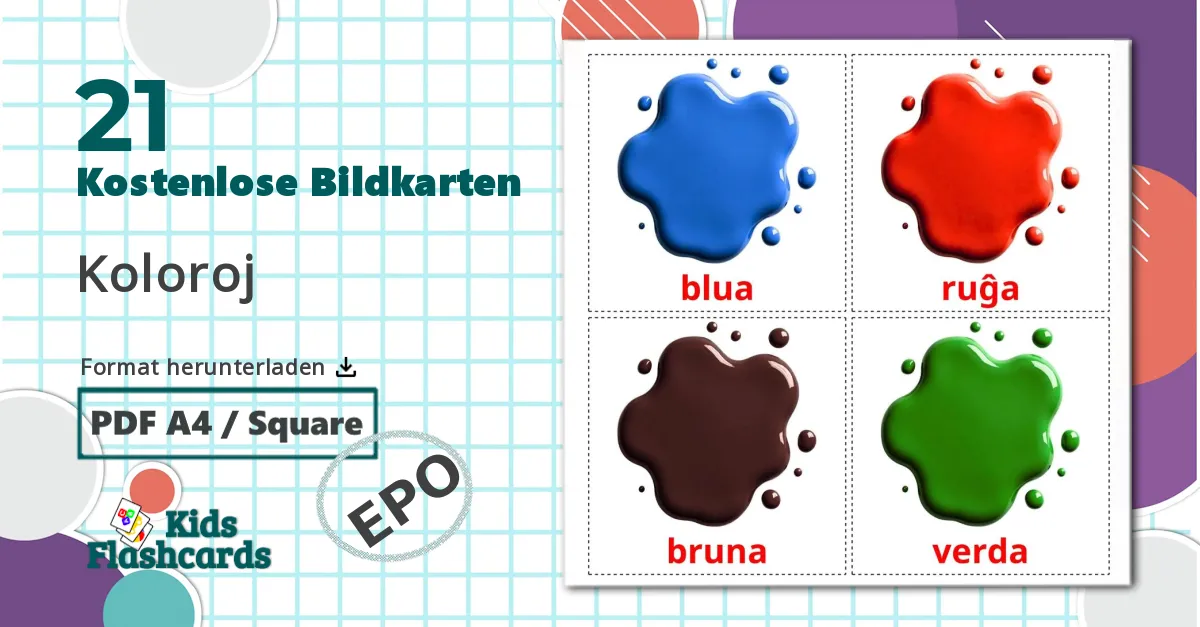 21 Bildkarten für Koloroj