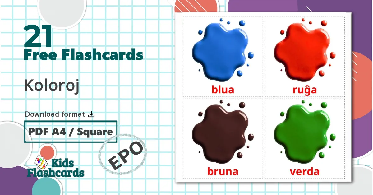 21 Koloroj flashcards