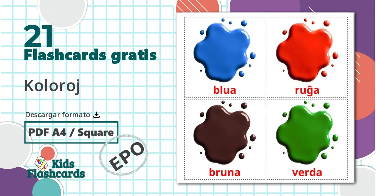 21 tarjetas didacticas de Koloroj