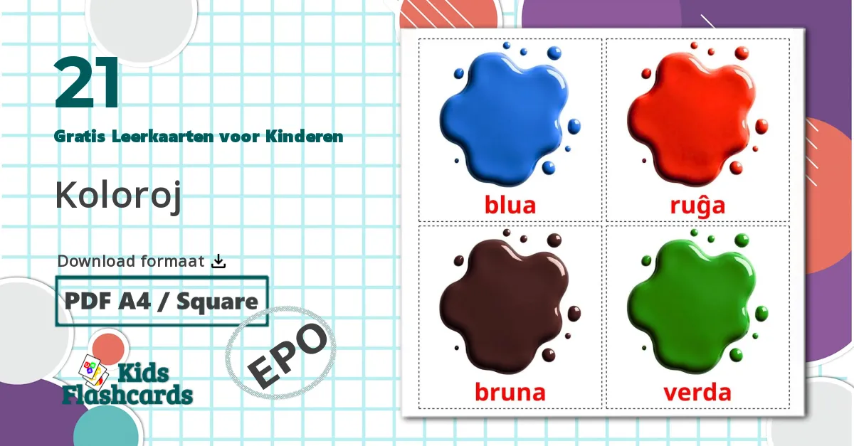 21 Kleuren Leerkaarten voor kinderen