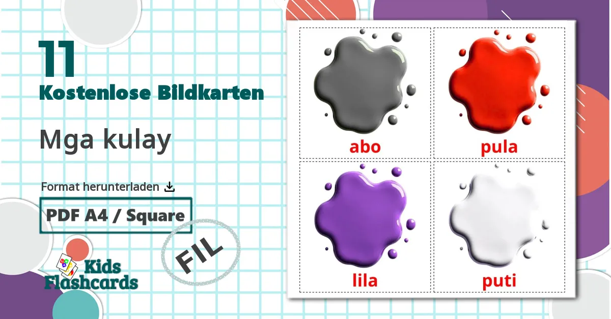 11 Bildkarten für Mga kulay