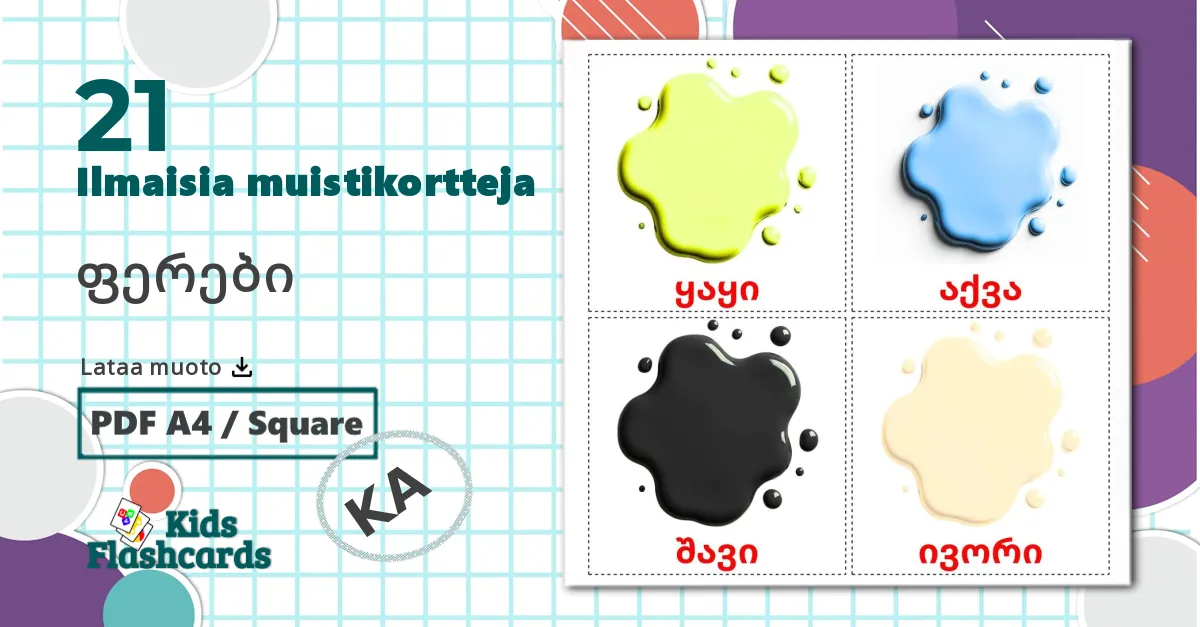 21 ფერები lasten kuvakortit