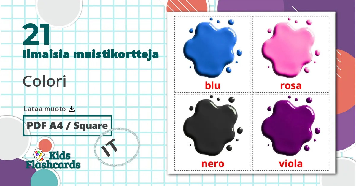 21 Colori lasten kuvakortit