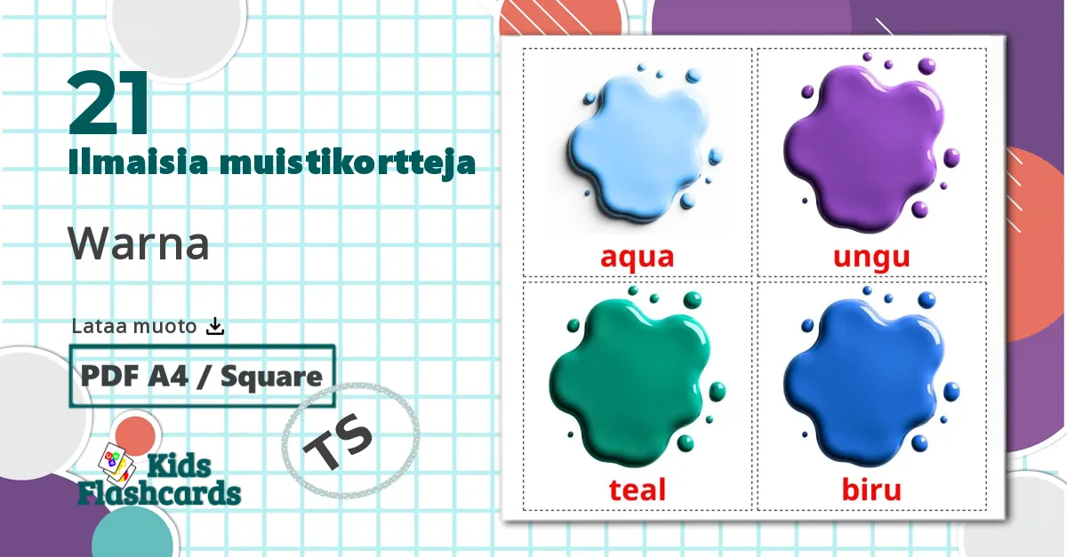 21 Warna lasten kuvakortit