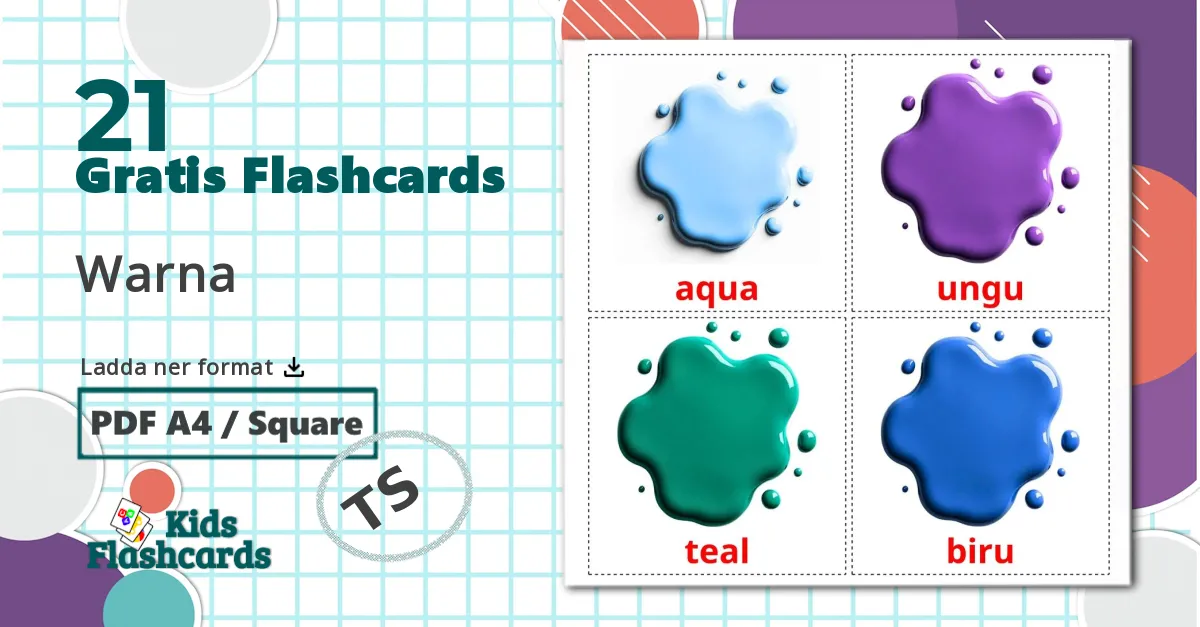 21 Warna bildkort för barn