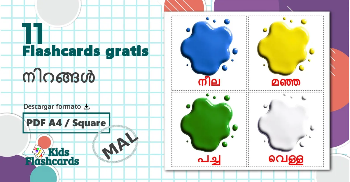 11 tarjetas didacticas de Colores