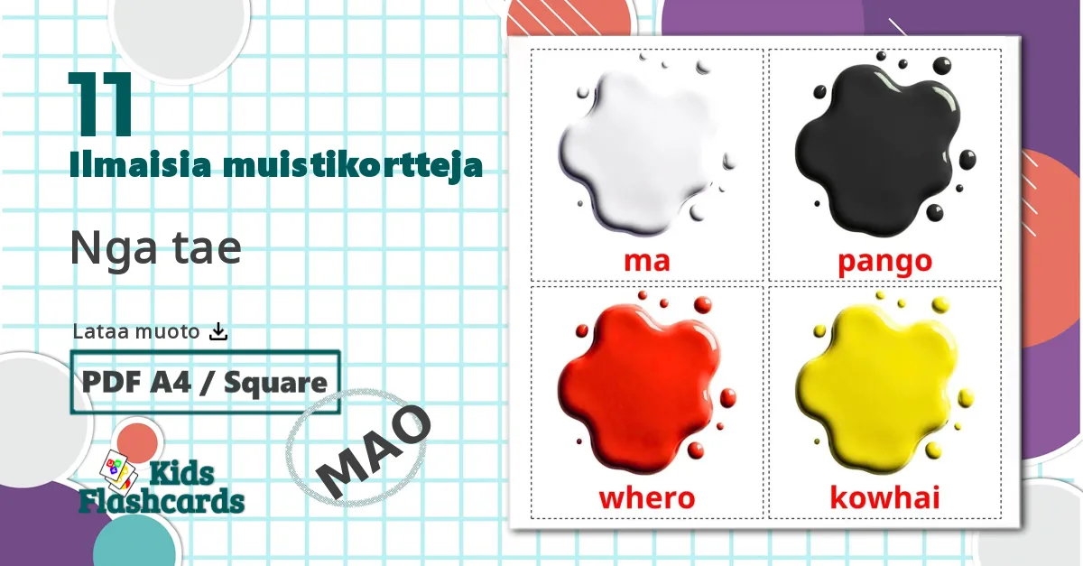 11 Nga tae lasten kuvakortit