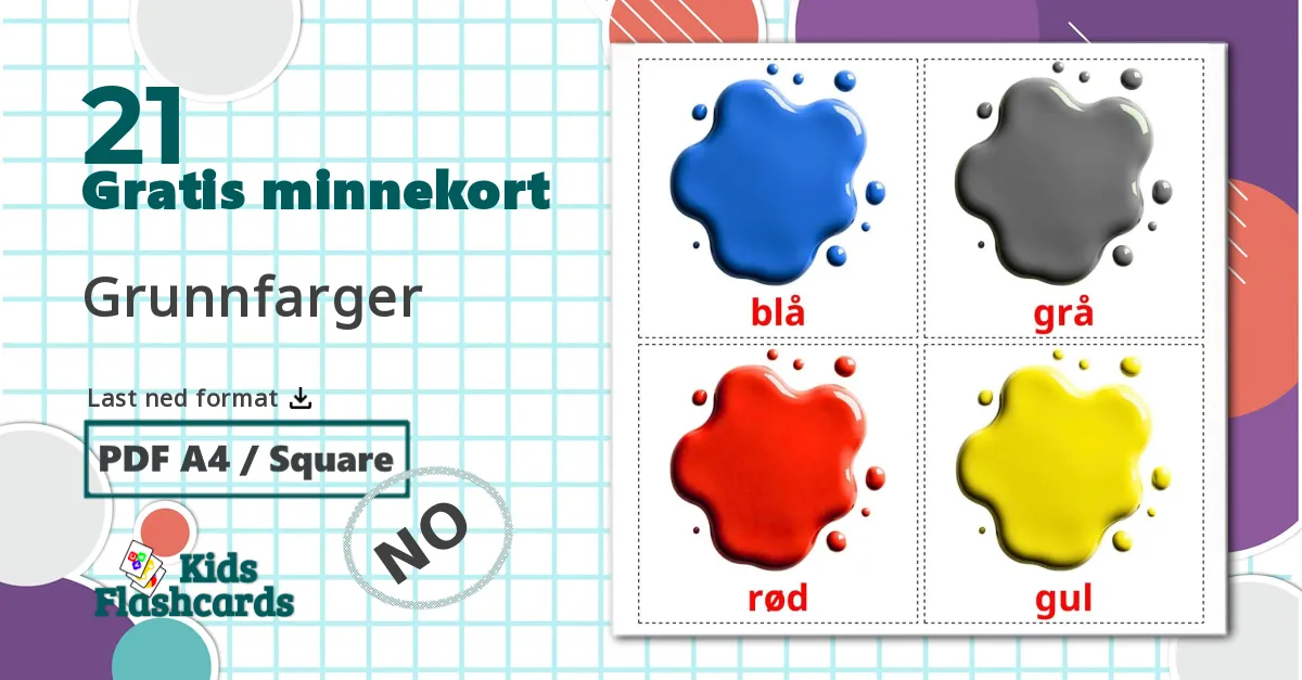 21 Grunnfarger bildekort