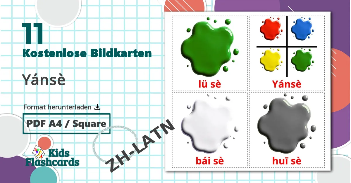 11 Bildkarten für Farben