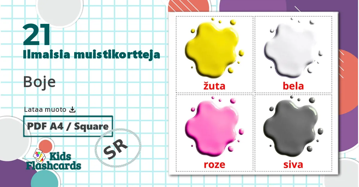 21 Boje lasten kuvakortit