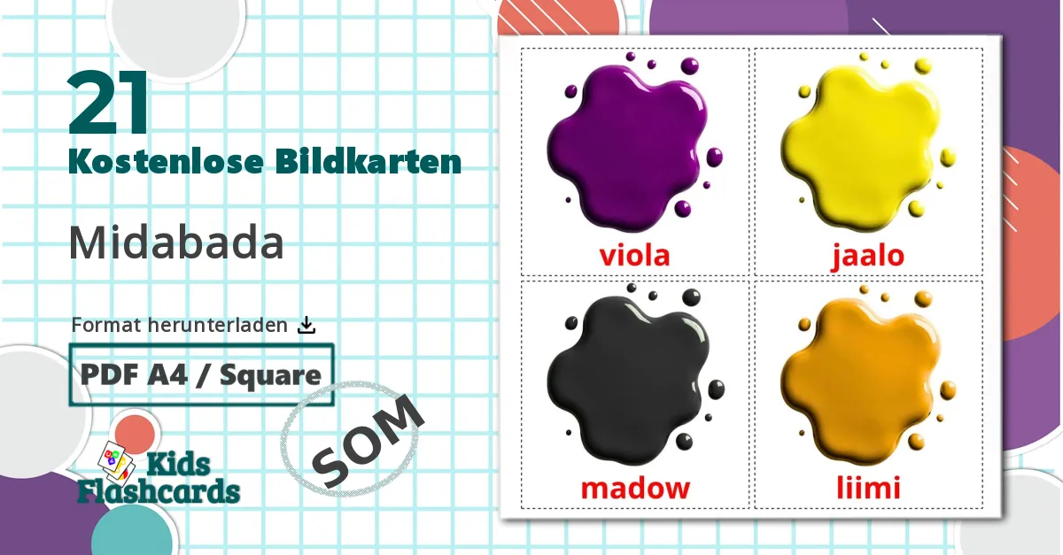 21 Bildkarten für Midabada