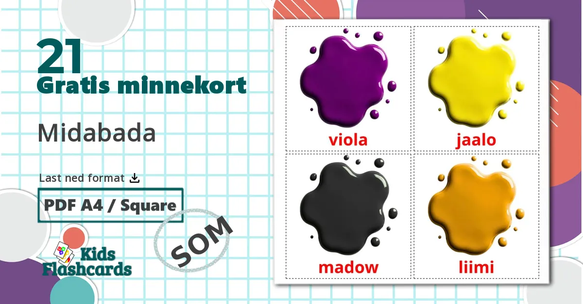 21 Grunnfarger bildekort
