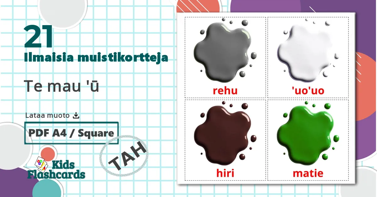 21 Te mau 'ū lasten kuvakortit