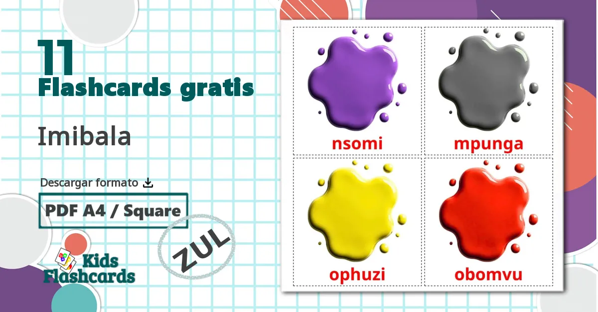 11 tarjetas didacticas de Colores