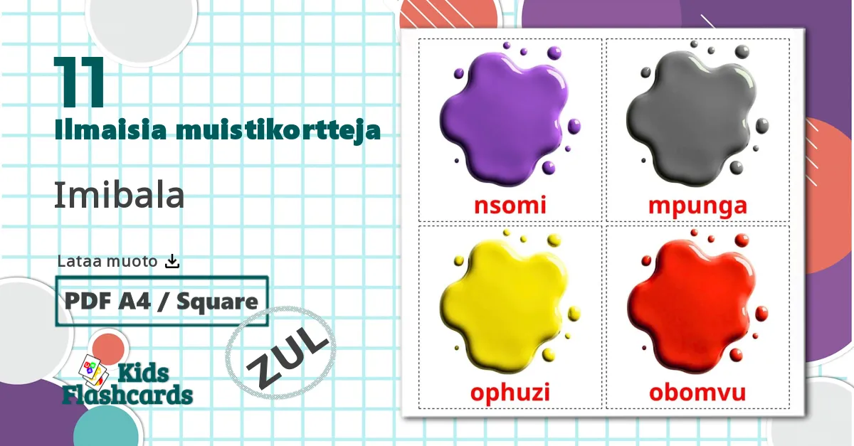 11 Imibala lasten kuvakortit