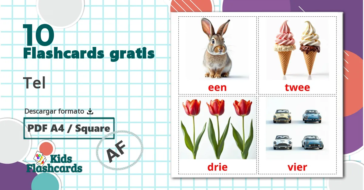 Contar - tarjetas de vocabulario en afrikáans