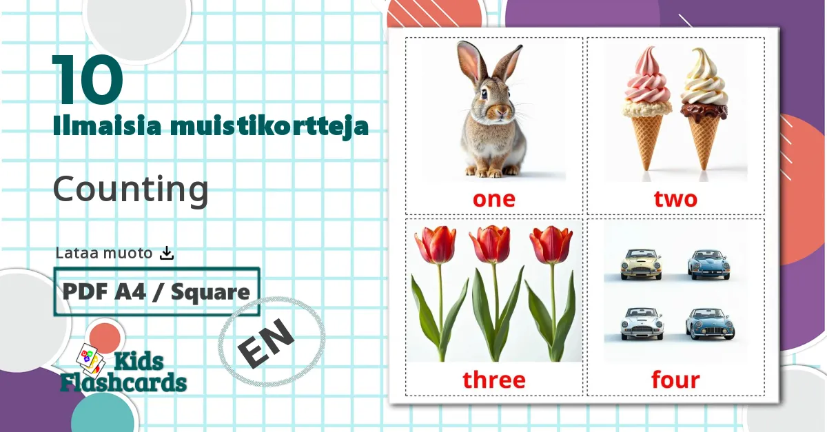 10 Counting lasten kuvakortit