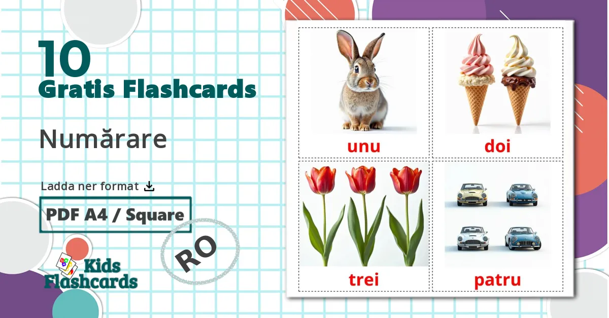 10 Numărare  bildkort för barn