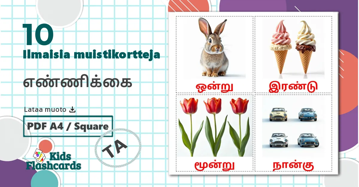 10 எண்ணிக்கை lasten kuvakortit