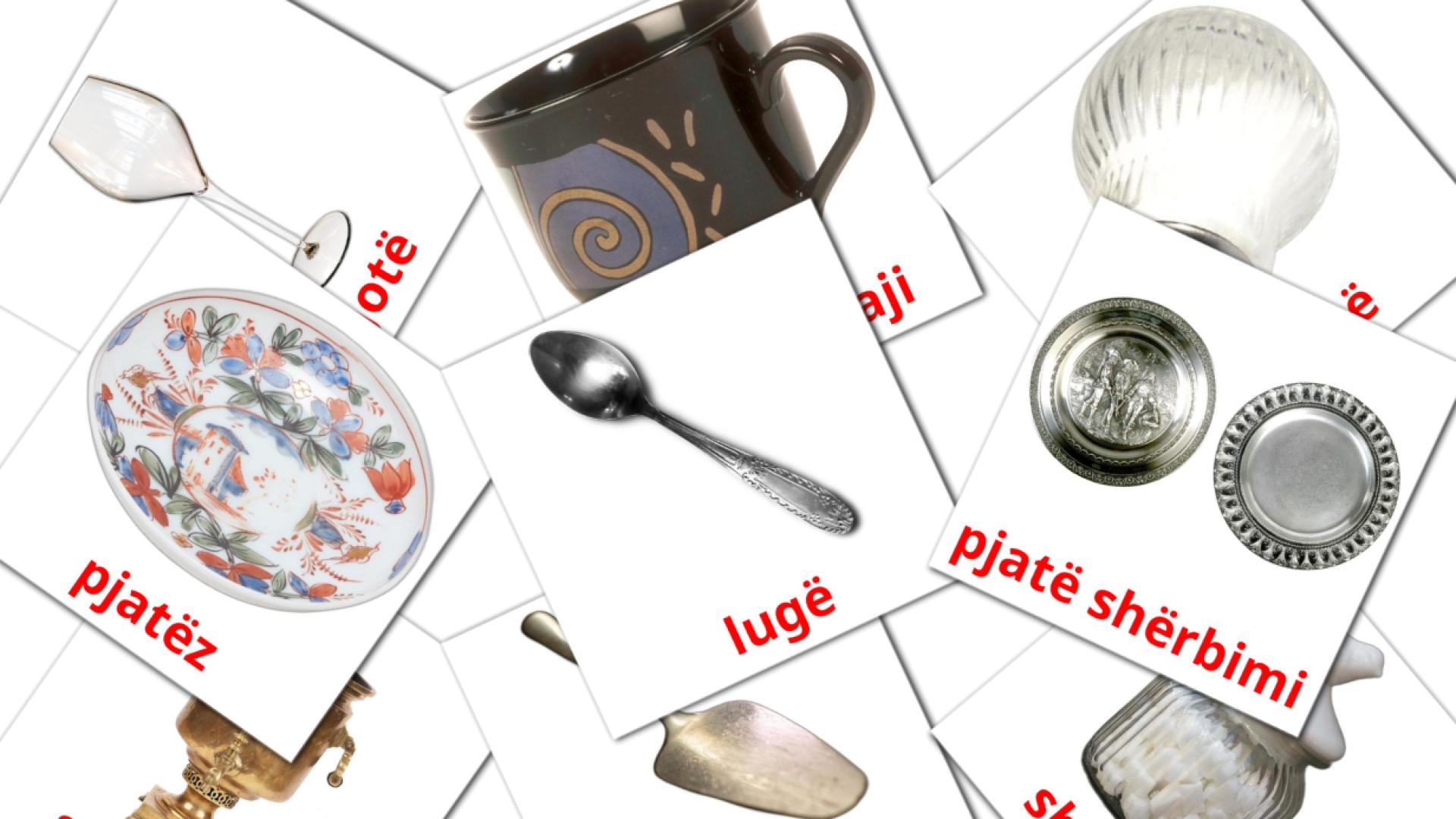 Crockery and cutlery - albanian vocabulary cards