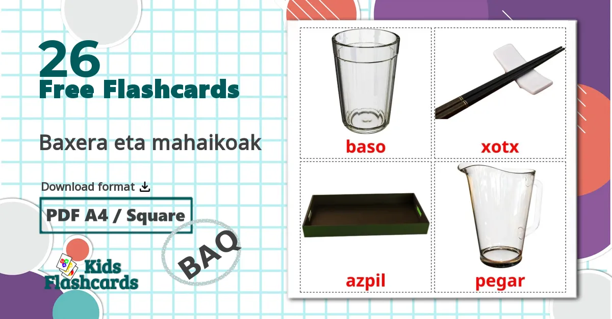 26 Baxera eta mahaikoak flashcards