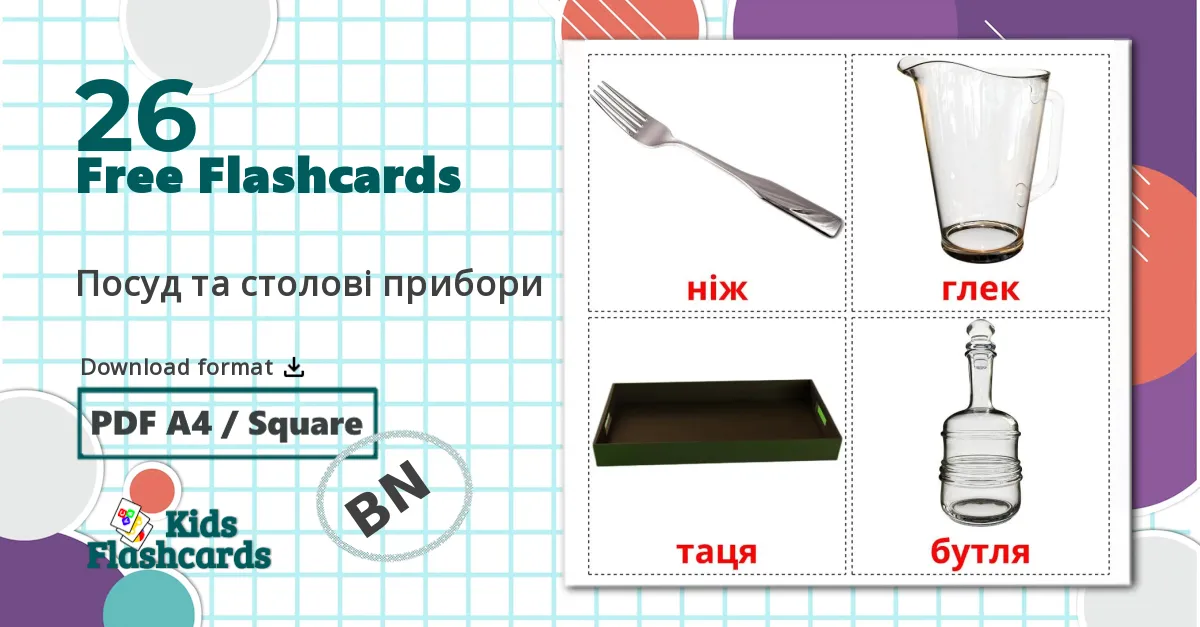 26 Crockery and cutlery flashcards