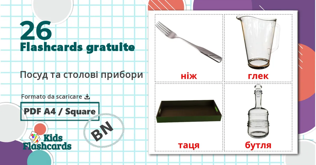 26 flashcards di Piatti e posate