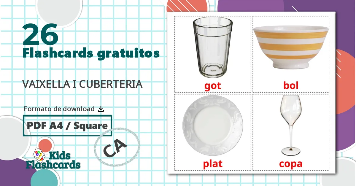 26 Flashcards de Louças e talheres