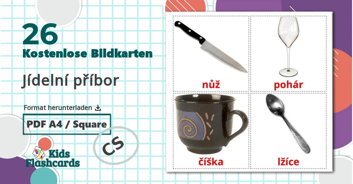 26 Bildkarten für Jídelní příbor