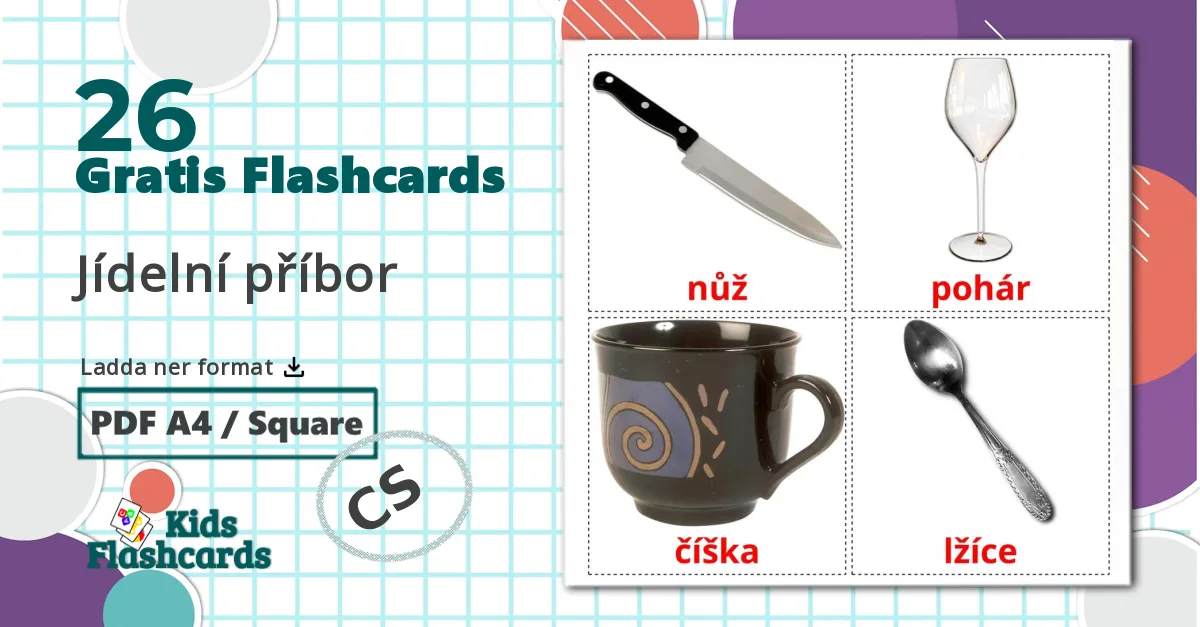 26 Jídelní příbor bildkort för barn