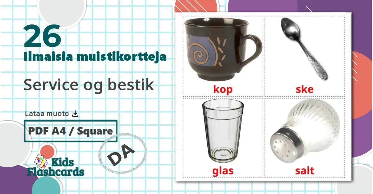 26 Service og bestik lasten kuvakortit
