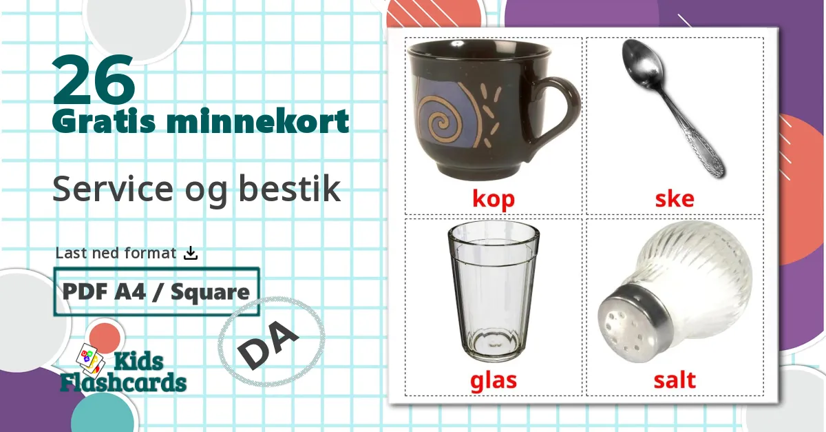 26 Service og bestik bildekort