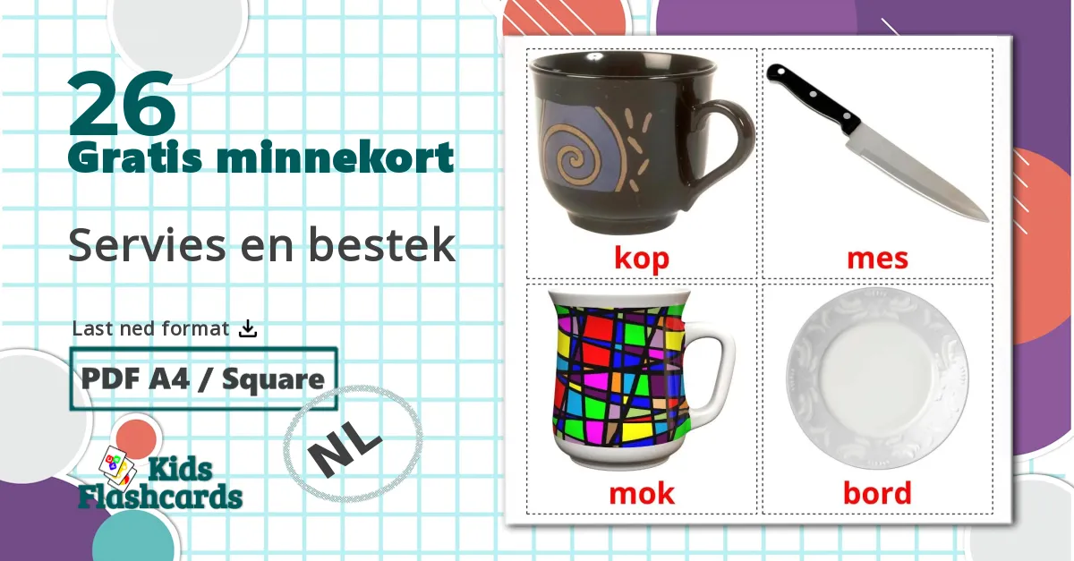 26 Servies en bestek bildekort
