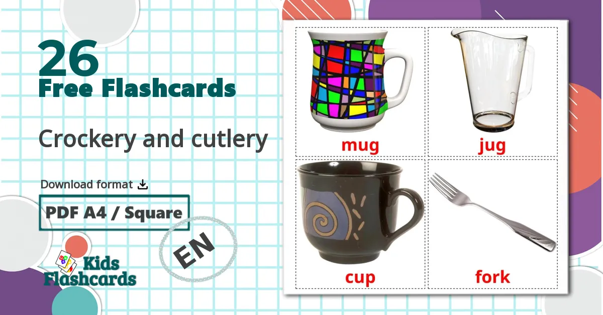 26 Crockery and cutlery flashcards