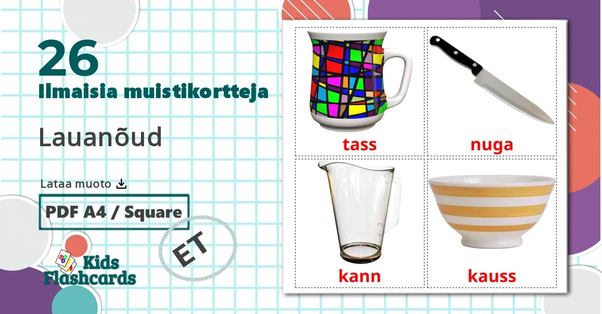 26 Lauanõud lasten kuvakortit