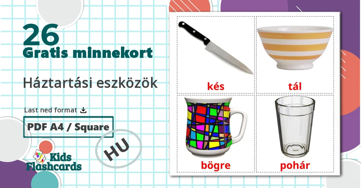 26 Háztartási eszközök bildekort