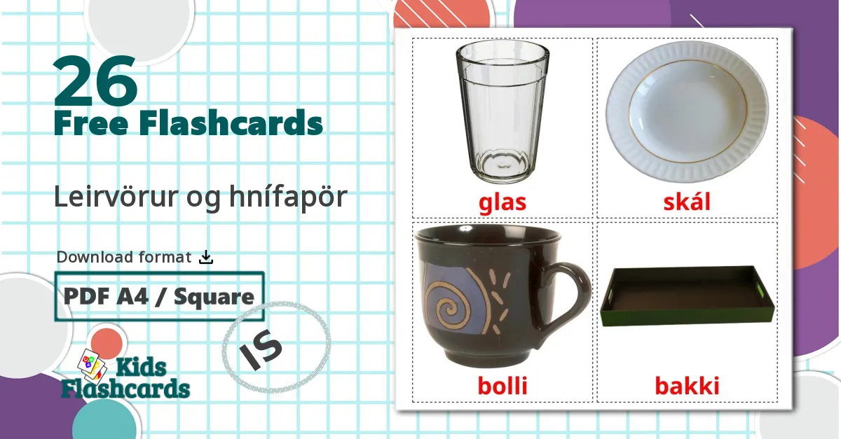 26 Leirvörur og hnífapör flashcards