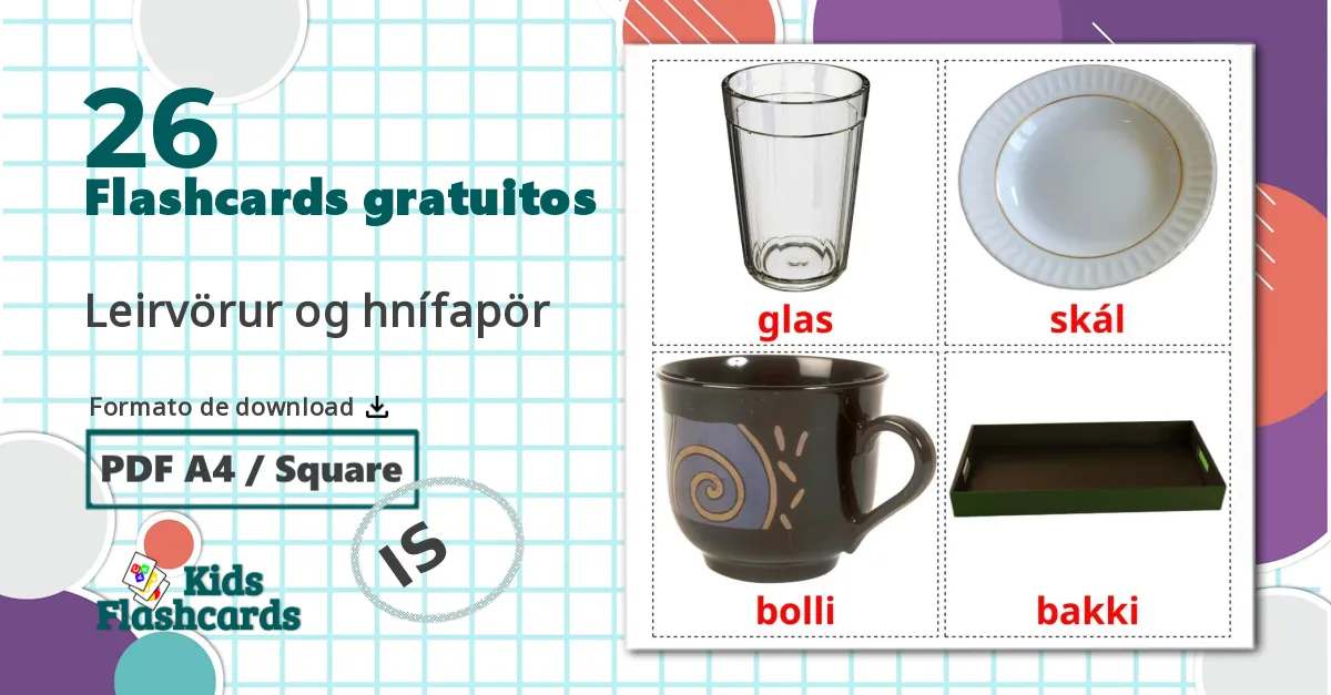 26 Flashcards de Leirvörur og hnífapör